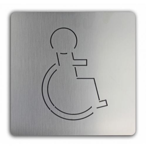 Türschild uno aus Edelstahl Rollstuhl